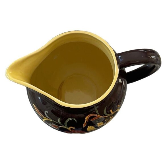 LAURIE GATES Pottery Beautiful Hand Painted Pitcher Milk Jug Floral Pitcher - Picture 4 of 5